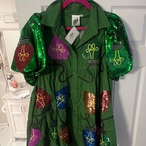Unique Green Dress with Colorful Sequin Designs